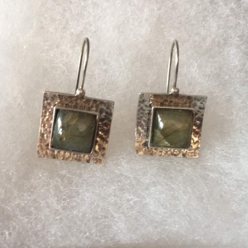 Silpada SS Hammered Square Labradorite Locking